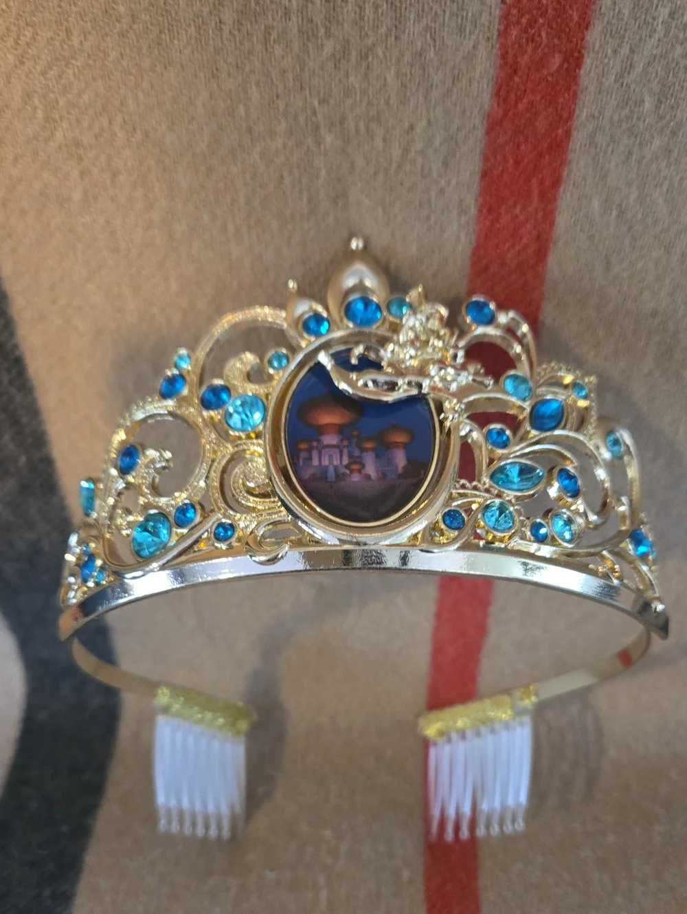 Disney Jasmine Gold-Tone Tiara with Blue Gems NWOT